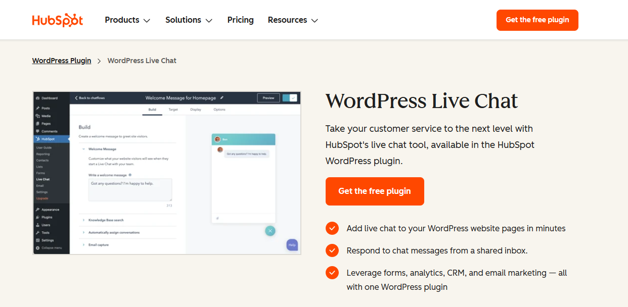 HubSpot WordPress Live Chat Plugin