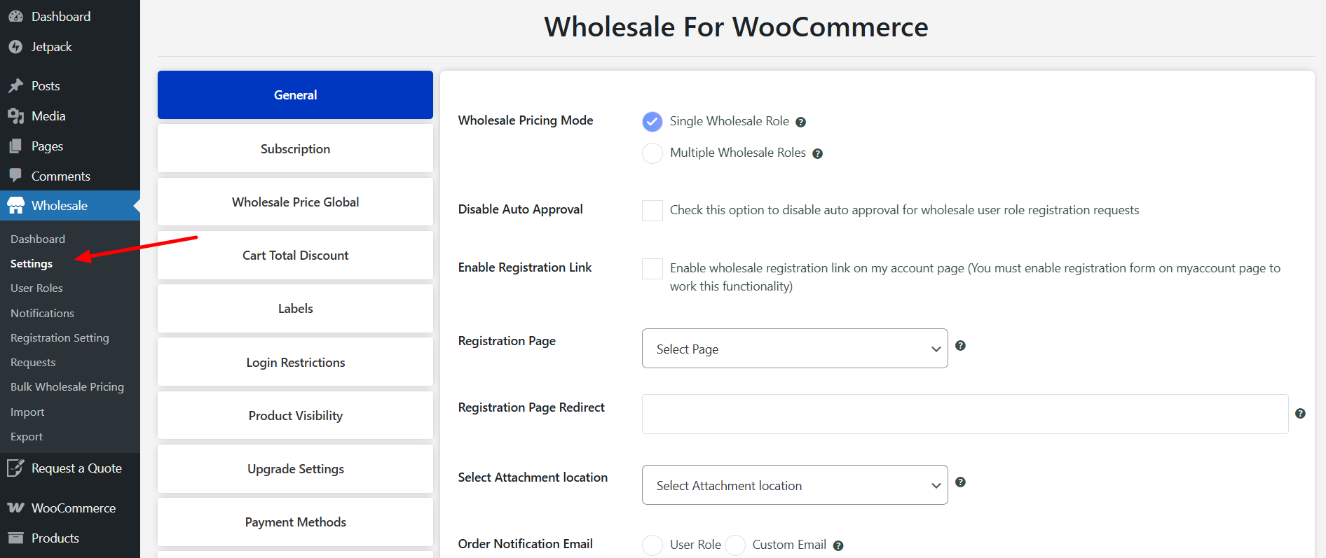 Navigate to Wholesale