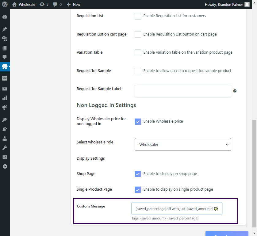 Add a Custom Message