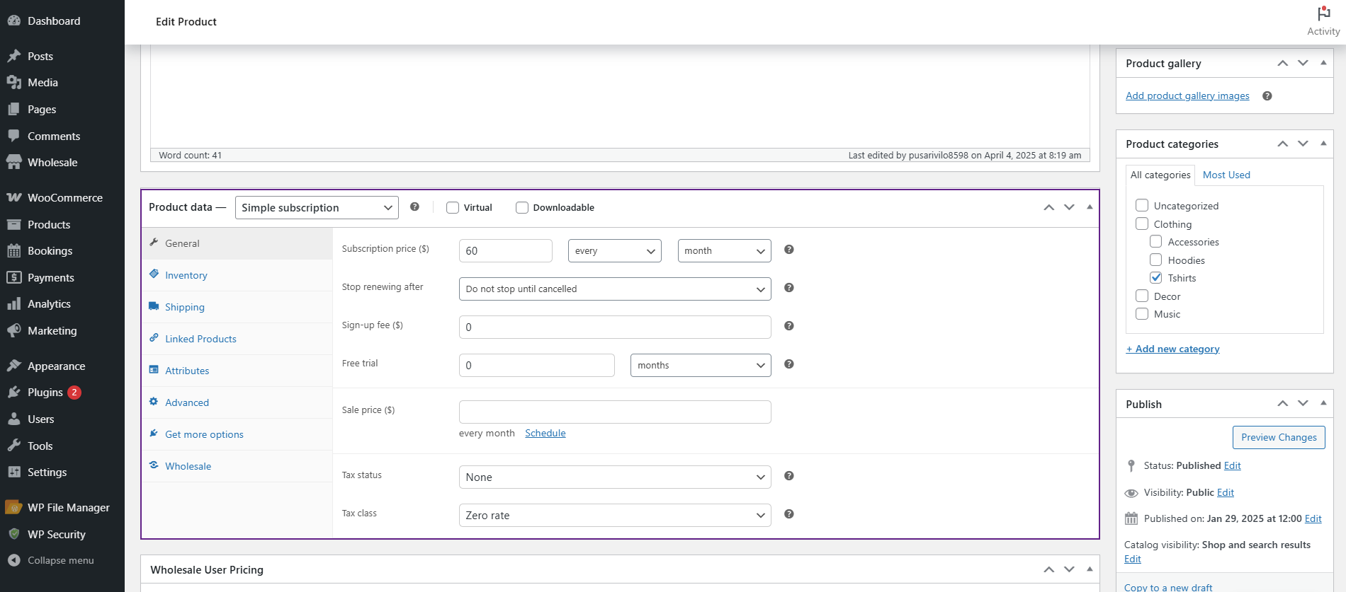 Configure your subscription parameters