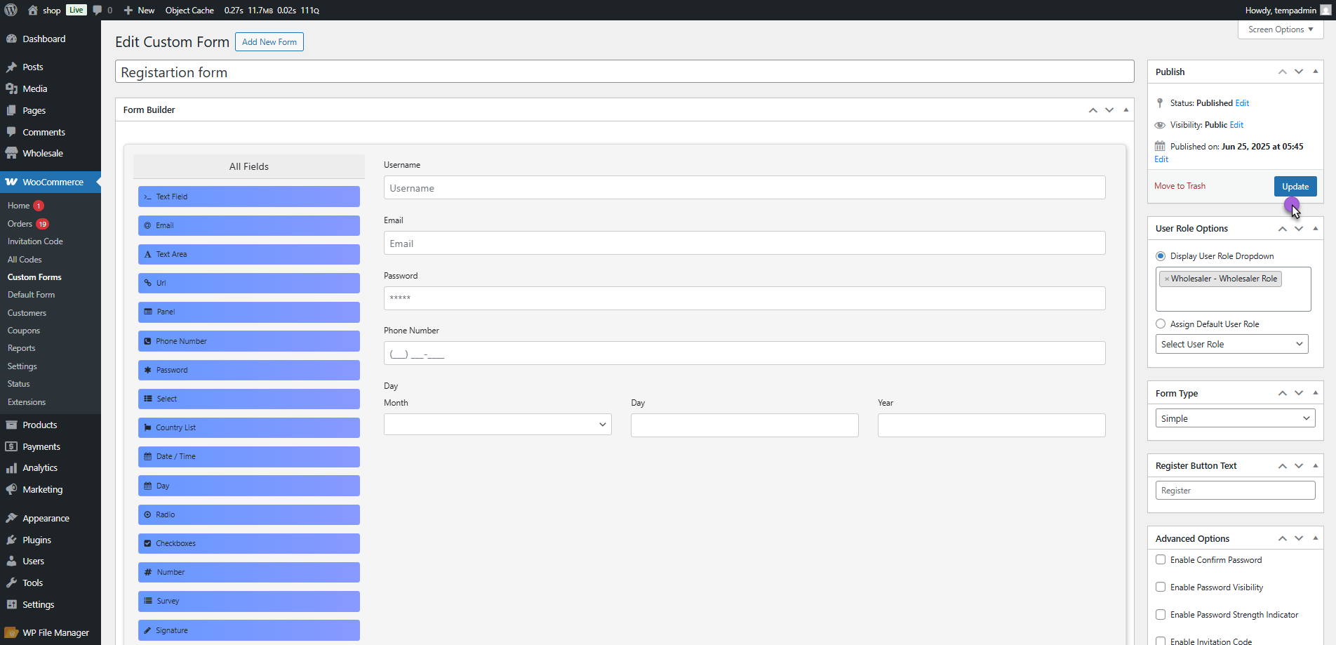 Customize Fields for Each Customer Type