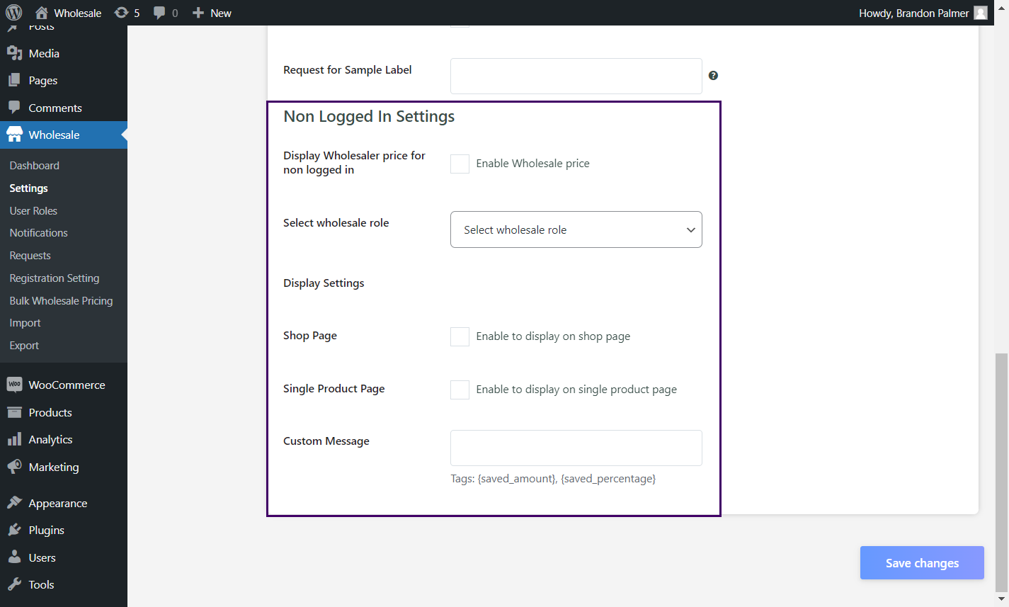 Finding the Non-Logged-In Settings