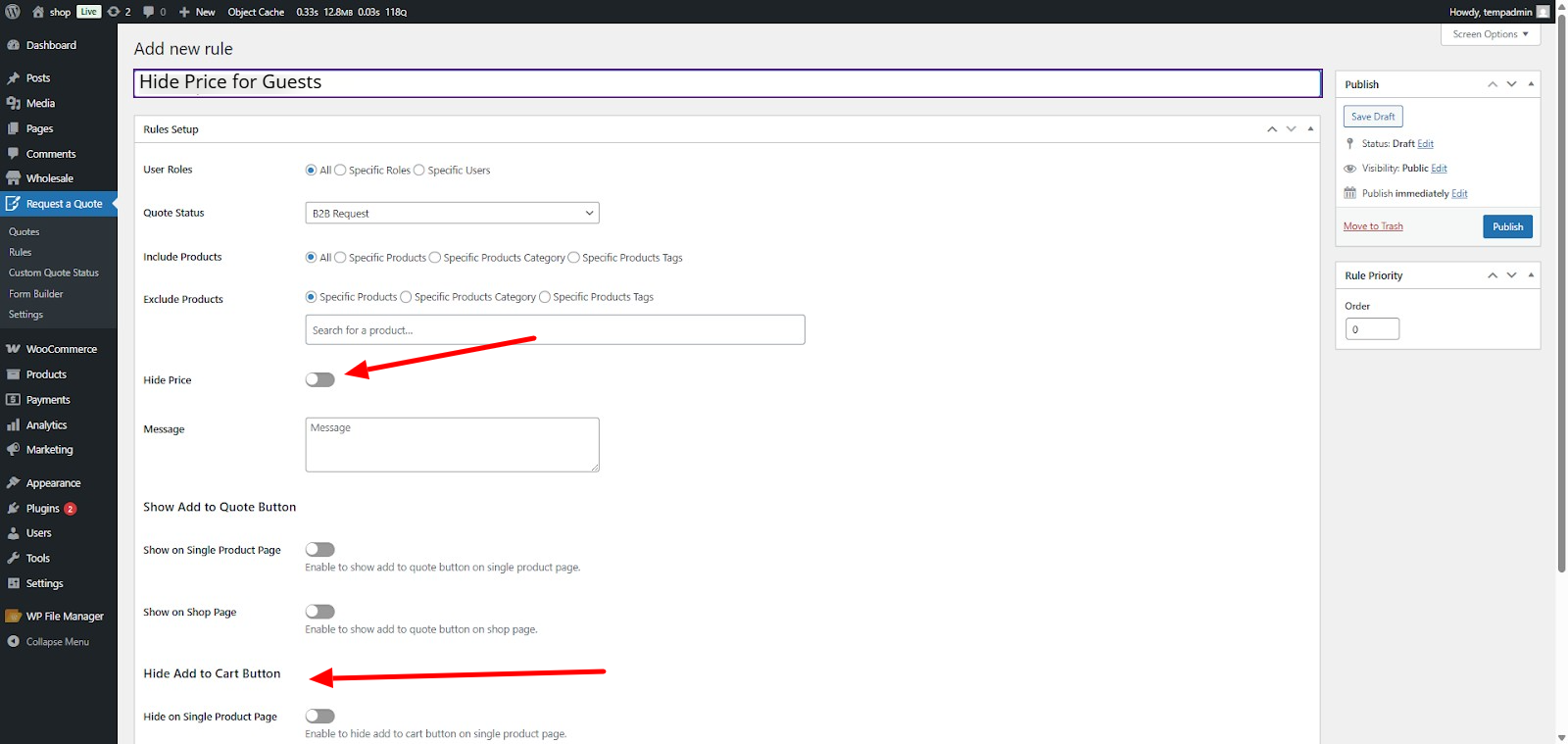 Hide Cart and Show Quote Buttons - WPExperts Hide Cart and Show Quote Buttons
