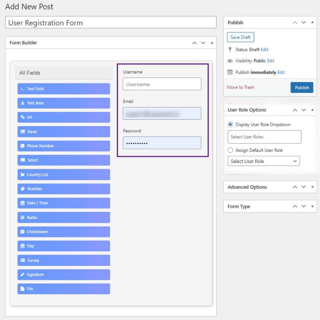 form builder fields