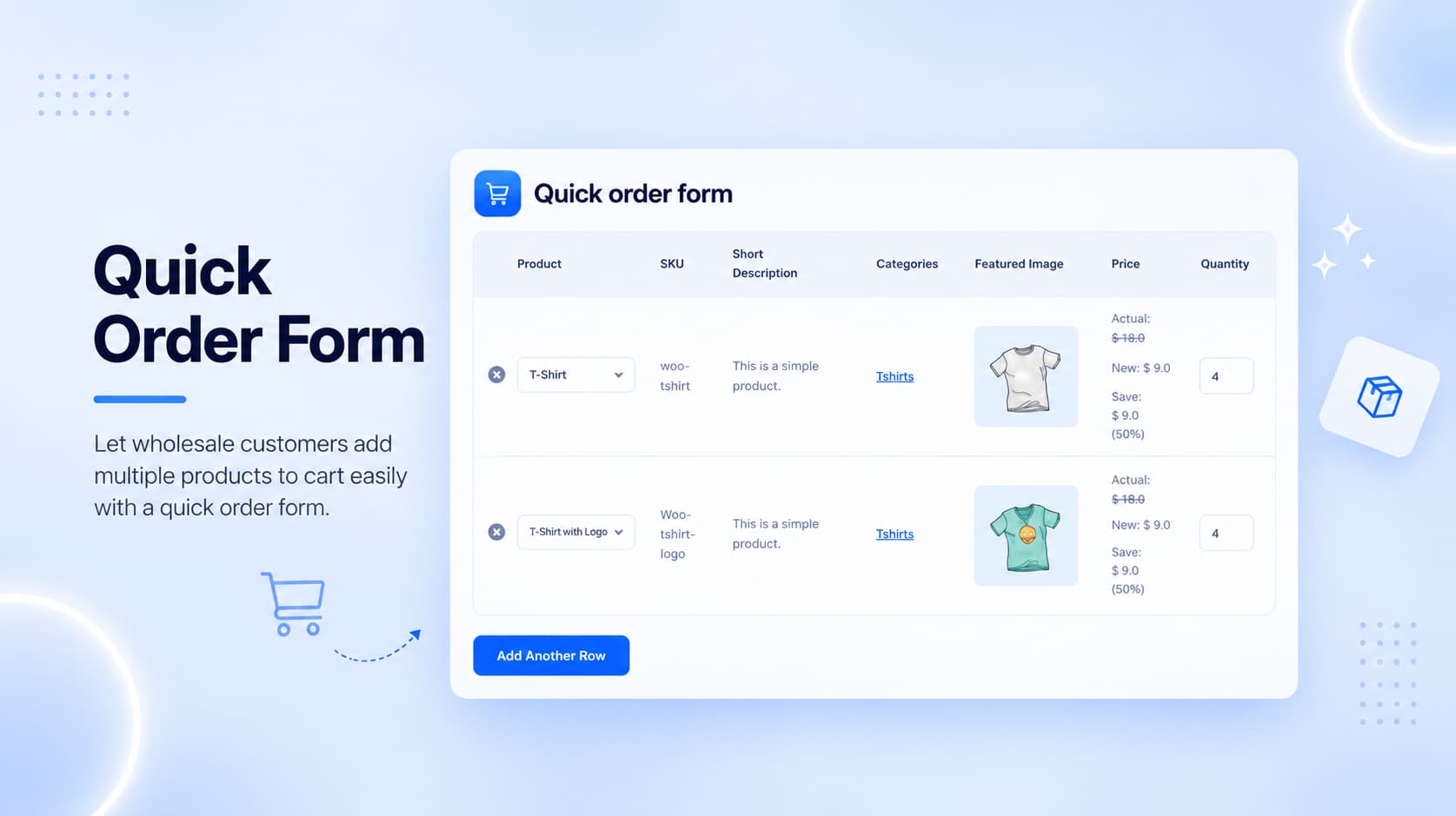 Quick Order Form UI Hero