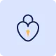 Blue outline padlock with a heart in the center on a pale blue background, symbolizing secure love or protected affection.