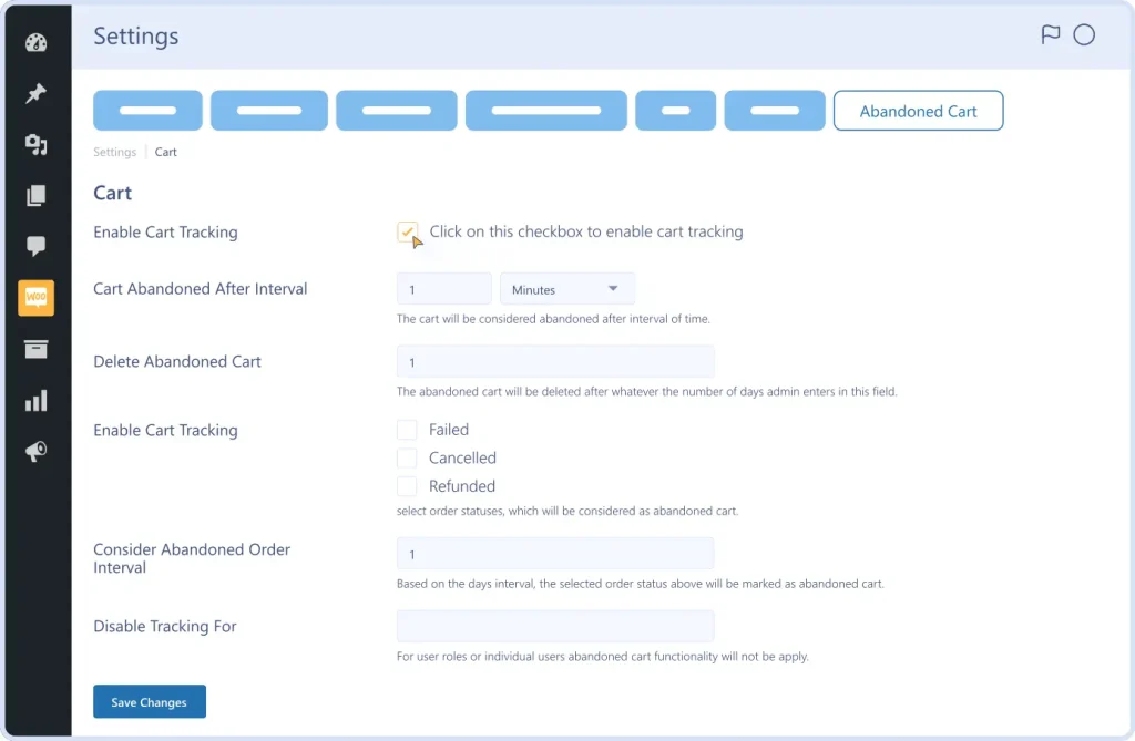Abandoned Cart for WooCommerce Cart’s Tracking Feature