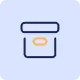 Wallet icon with a card partially visible on a light blue background.