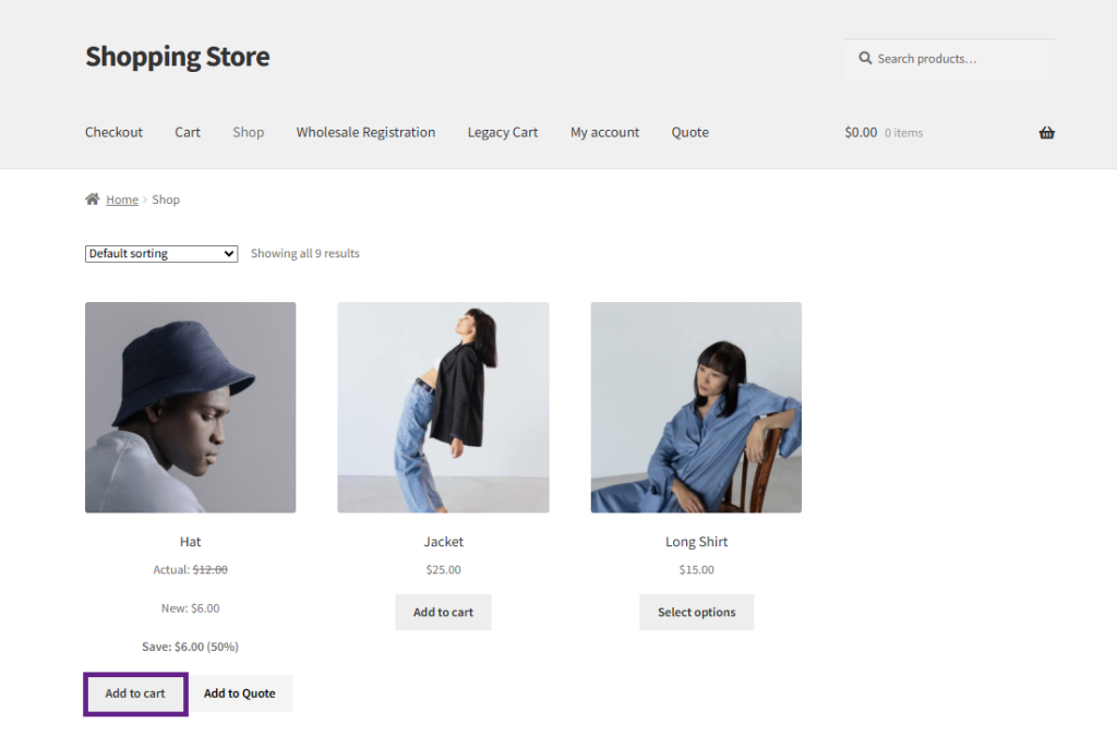 Show add to cart button